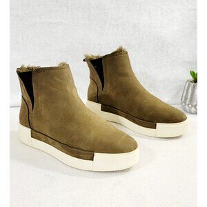 J Slides NYC Womens Brown Suede‎ Upper Faux Fur Lining Ankle Bootie Size 8